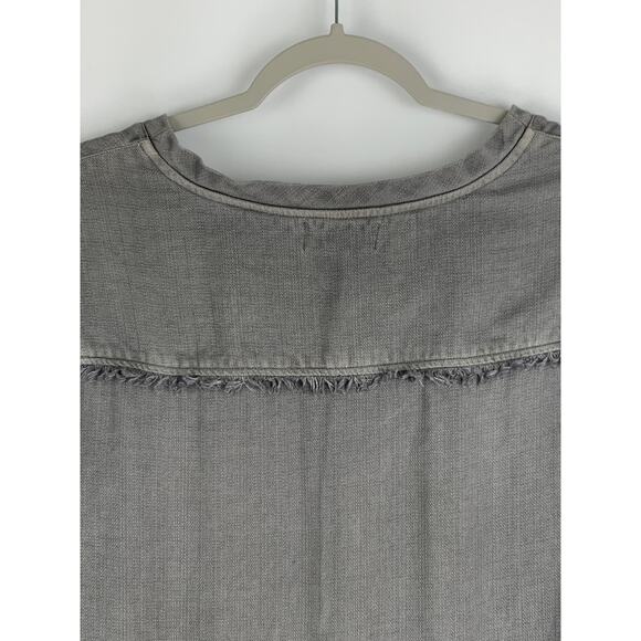 Cloth & Stone Tencel Fringe Dress Womens Size XS Grey High Low Pockets V Neck - Picture 11 of 11